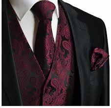 Black And Burgundy Suit Black And Burgundy Paisley Tuxedo Vest Set Paul Malone Wedding Suits Men Black Burgundy Vest Burgundy Tuxedo