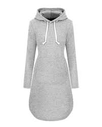 Women S Long Sleeve Pullover Sweatshirt Knee Length Pocket Causal Hoodie Dress Grey C1187kc5wr8 Hoodie Dress Hoodie Dress Outfit Teenage Fashion Outfits