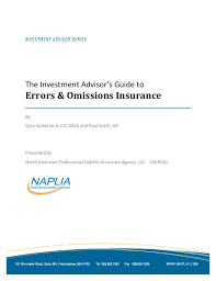 E&o insurance protects companies and professionals against claims of inadequate work or negligent actions made by clients. Investment Advisors Guide To Errors Omissions Insurance