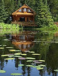 One Day I Would Love To Live In A Log Cabin By A Lake Surrounded By Pine Trees Lakeside Cabin Cabins And Cottages Waterfront Homes