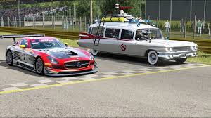 Mercedes Benz Sls Amg Gt3 Vs Ghostbusters Ectomobile At Monza Full Course Mercedes Benz Sls Amg Mercedes Benz Sls Mercedes Benz