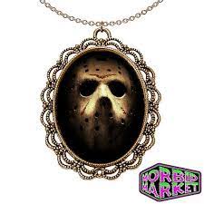 Jason Voorhees Large Cameo Pendant Bronze Chain Horror Necklace Multi Colour Options
