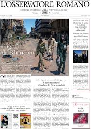Prima Pagina Osservatore Romano di Oggi
