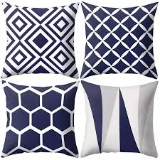This outdoor toss pillow coordinates with lowe's outdoor cushions. Throw Pillow Case 45 45 Navy Blue Geometric Pattern Pillow Cover Pillowcases Decorative Pillows For Home Decoration Pillow Cases Pillow Case Aliexpress