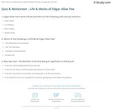 How to cheat on newsela (pause). Quiz Worksheet Life Works Of Edgar Allan Poe Study Com