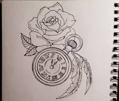 The same design can also be used to represent the death of a loved one. Pocket Watch Sketches Google Search Clock And Rose Tattoo Rose Tattoos Shoulder Tattoo