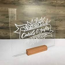 Cards and gifts sign wood. Uniqooo 8x10 Inch Diy Blank Clear Acrylic Sheets Wedding Acrylic Sign Set Of 10