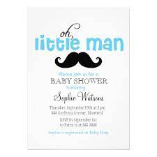 Blue Little Man Mustache Baby Shower Invitation Card