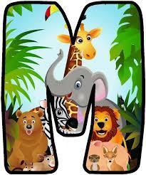 Width 7inch x height 9.5inch x . Letter M With Zoo Animals Jungle Safari Party Safari Baby Letters Jungle Alphabet
