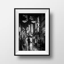 Tokyo Photo Fine Art Print Japan Black And White Koenji Lantern Street View Photography Umbrella Image Picture Poster Japan Wall Art Japan Wall Art Art Prints Art