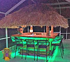Tiki Hut Bar On Lanai With Led Lighting Outdoor Tiki Bar Tiki Bar Decor Tiki Hut