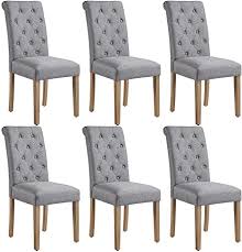 Search for dining room chair fabric. Amazon Com Yaheetech 6pcs Dining Chairs Button Tufted Parsons Diner Chairs Upholstered Fabric Dining Room Chairs With Solid Wood Legs And Padded Seat For Kitchen Lounge Restaurant Dark Gray Kitchen Dining
