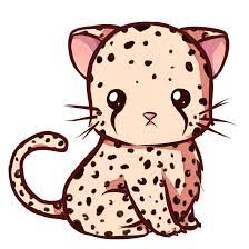 Note the curve of the brow line, protrusion of the nose, and squared lines of the mouth. Kawaii Leopard Cute Animal Drawings Cheetah Drawing Cute Kawaii Animals