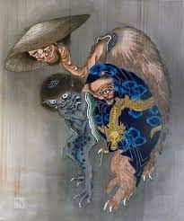 japanese demons painting on rice paper obuse honshu japan japanese drawings traditional japanese tattoos korean art
