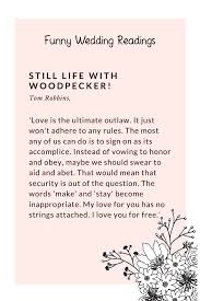 23 Funny Wedding Readings You Will Love Kiss The Bride Magazine