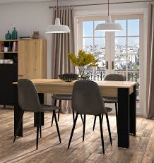 Get 5% in rewards with club o! Trust Table With 1 Extension And 4 Legs 160 200 X90cm Oak Black Dining Room Tables Insidehome Gr