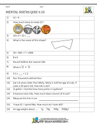 mental maths test year 4 worksheets