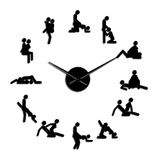 Wall Clock Male and Female Sex Pose Silhouette Naughty Game 3D DIY Mute  Giant Large Wall
