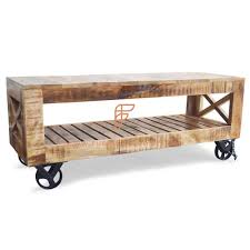 This piece measures 16.93'' h x 31.5'' l x 31.5'' w overall. Buy Fr Coffee Tables Series Rectangular Coffee Table With Steampunk Wheels And Rough Sawn Finish Online Designer Coffee Tables Hotel And Restaurant Tables Commercial Furniture Furnitureroots Product