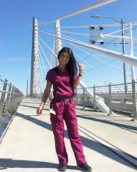We Can T Get Over How Amazing Luluboo Looks In Our Wine Eon Scrubs Heart Face This Dental St Medical Student Outfit Medical Outfit Dental Assistant Scrubs