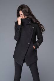 Asymmetrical Wool Coat In Black Winter Coat Women High Etsy Uk