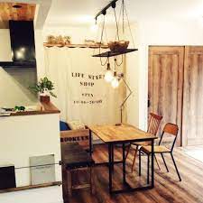 部屋全体 インダストリアル crash gate ステンシル クラッシュゲート などのインテリア実例 2016 06 10 06 51 36 roomclip ルームクリップ インテリア ダイニング キッチンベンチ