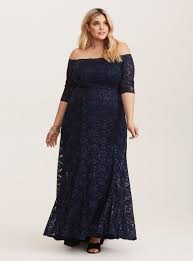Special Occasion Navy Sequin Lace Off Shoulder Gown Torrid Plus S Plus Size Wedding Dresses With Sleeves Plus Size Cocktail Dresses Plus Size Party Dresses