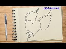 Heart + wings + flames. How To Draw A Heart Romantic Drawing Pencil Drawing Pencil Sketch Youtube