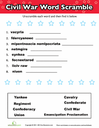 Civil War Word Scramble Worksheet Education Com World History Teaching Social Studies Middle School Civil War Lessons