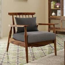 Ikeda Armchair Teak Finish Smoke Lounge Chair Design Living Room Vanity Leather Side Table