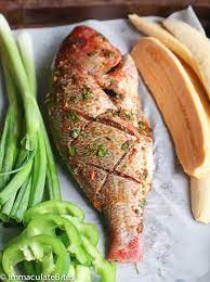 Caribbean Grilled Whole Red Snapper Immaculate Bites Grilled Fish Recipes Whole Fish Recipes Haitian Food Recipes