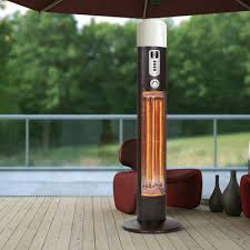 Operating at 90% heating efficiency, this infrared patio heater runs on regular household electric current and is substantially less expensive to operate than propane. Floor Mounted Infrared Patio Heater Diana Infralia Electric