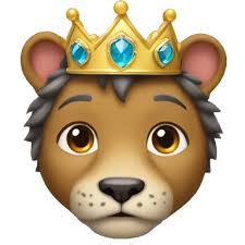 leon con corona y computadora emoji