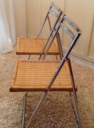 A Pair Of Italian Chrome And Rattan Folding Chairs Etsy Vintage Chairs Folding Chair Rattan