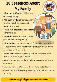 English Sentences Examples 10 Sentences About My Family The Family Is The Littlest Social Unit Of The General 10 Sentences English Sentences Sentence Examples