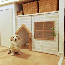 棚 ペットトイレ かご レンガ壁紙 diy などのインテリア実例 2016 06 09 17 05 21 roomclip ルームクリップ 室内犬の部屋 壁紙 レンガ 犬の部屋