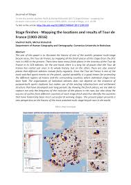 Official presentation of the tour de france 2016 teams. Pdf Stage Finishes Mapping The Locations And Results Of Tour De France 1903 2016