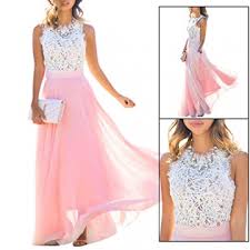 Gelbes sommerkleid, schöne sommerkleider knielang damen warme sonnenstrahlen und leuchtende blütenblätter: Damen Sommerkleid Lang Chiffon High Waist Sleeveless Beach Kleid Lace Partykleid Sexy Kleider Com