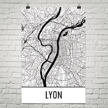 Lyon Map Lyon Art Lyon Print Lyon France Art Poster Lyon Etsy France Art City Map Art Map Art Print