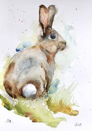 Aquarelle Peinture Originale Le Lapin Lievre Animal Etsy Peinture Originale Dessin Lapin De Paques Aquarelle De Renard