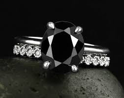 Black Tourmaline Engagement Ring Round Bezel Diamond Wedding Band Bridal Set Tourmaline Engagement Ring Unique Engagement Rings Diamond Wedding Bands