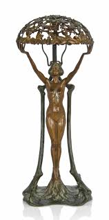 An Adolf Pohl 1872 1930 Art Nouveau Patinated Bronze Figural Table Lamp