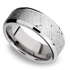 Observer Beveled Palladium Mens Band With Meteorite Inlay Mens Wedding Rings Titanium Mens Wedding Bands Platinum Meteorite Wedding Rings