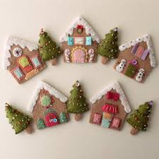 Gingerbread Houses Pdf Pattern Felt Christmas Ornaments Handmade Christmas Christmas Ornaments