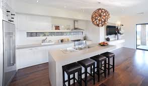 White Kitchen With Timber Flooring Off White Bench Kitchen Cabinet Door Styles Kitchen Design Kitchen Tiles Design