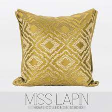 miss lapin 新古典 沙发高档靠包抱枕 芥末绿渐变菱形提花方枕 throw pillows pillows bedclothes