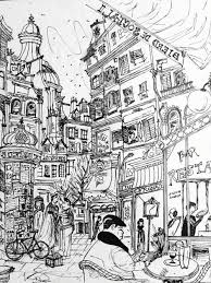 Black Tint Drawing French City