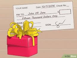 Cream and blue hydrangeas wedding reception card. 3 Ways To Write A Check As A Wedding Gift Wikihow