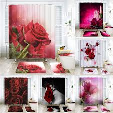 Check spelling or type a new query. 3d Red Rose Shower Curtains Bathroom Curtain Set Polyester Fabric Home Decor Pedestal Rug Lid Toilet Cover Mat Bath Carpet Sets Shower Curtains Aliexpress