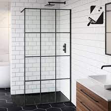 1000mm 8mm Designer Black Shoji Wetroom Panel Shower Screen Black Shower Wet Room Shower